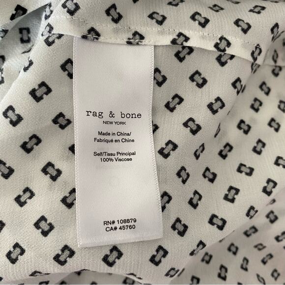 Rag & Bone Reed Button Up White Black Print Top Shirt Oversized Fit size XS - Picture 7 of 8